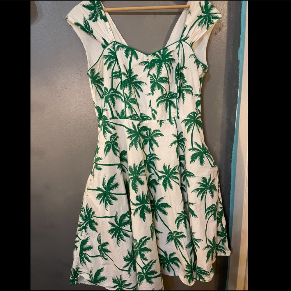 Collectif Mainline Sandra Palm Swing Dress